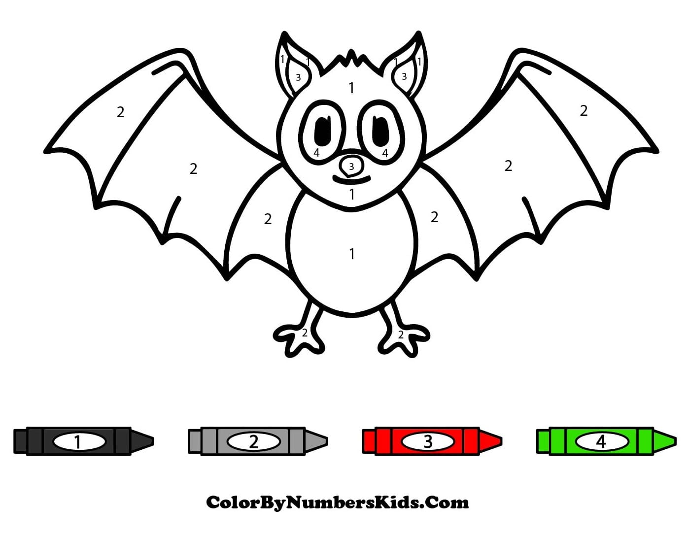 Bat Color By Number For Kid