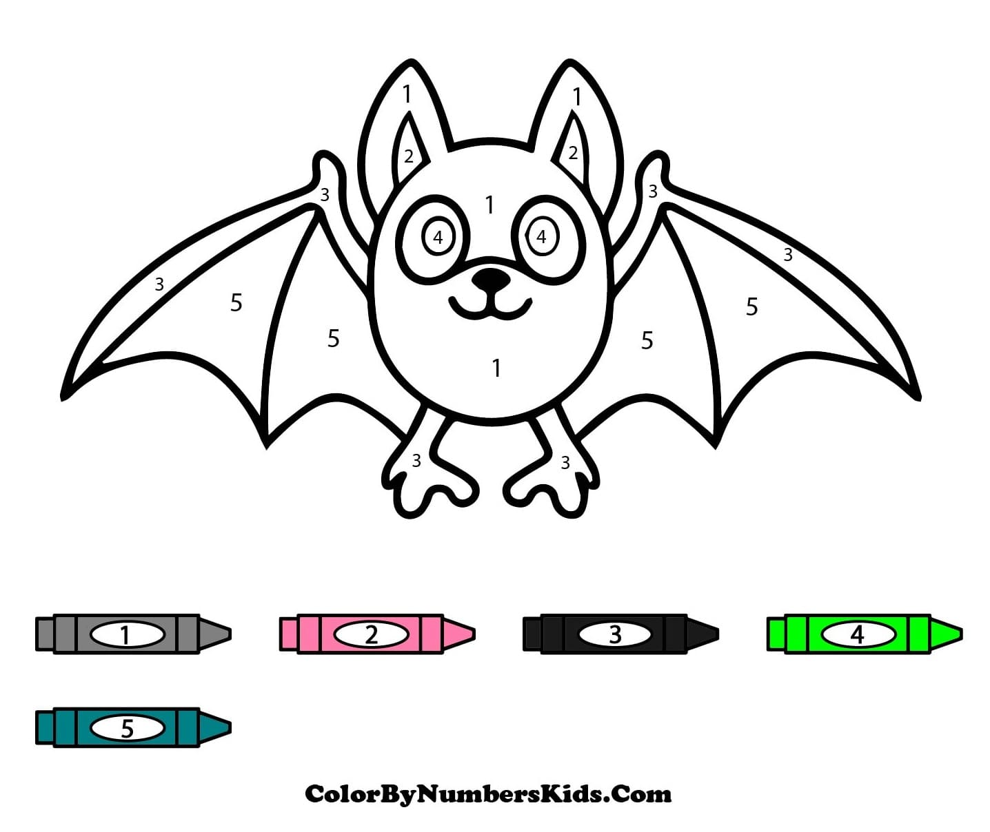 Bat Color By Number For Kids