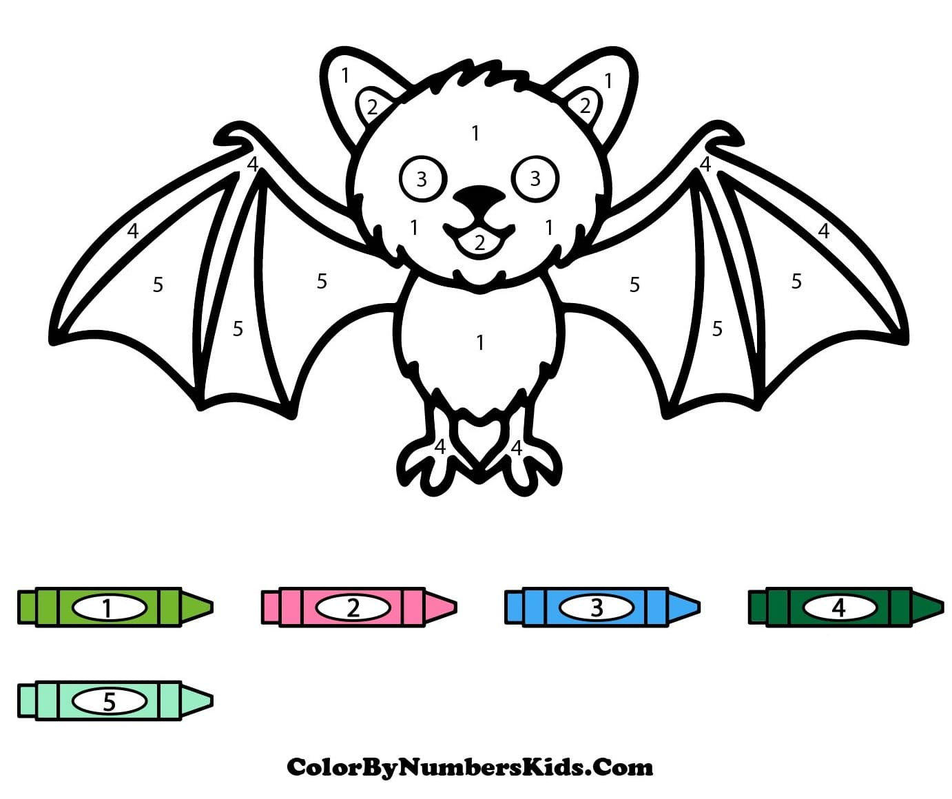 Bat Color By Number Worksheet