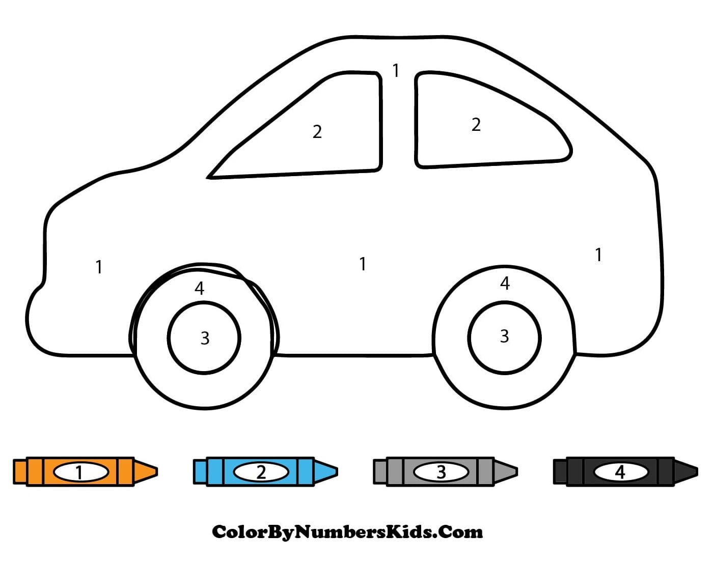Car Color By Number For Kid