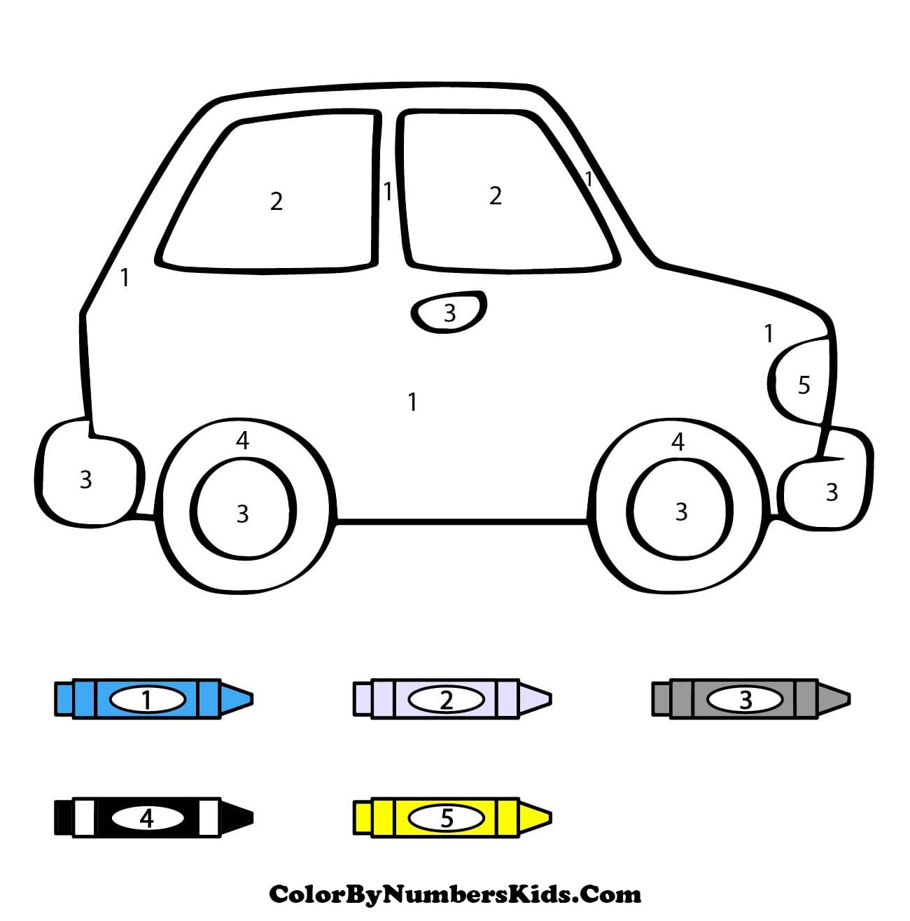 Car Color By Number Sheet