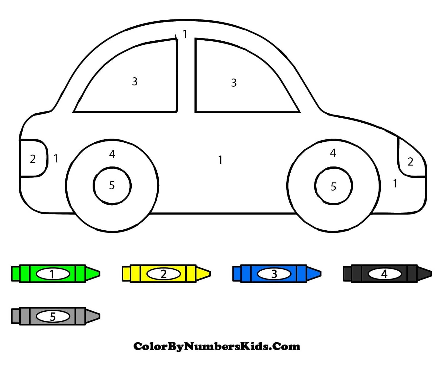 Car Color By Number Worksheet