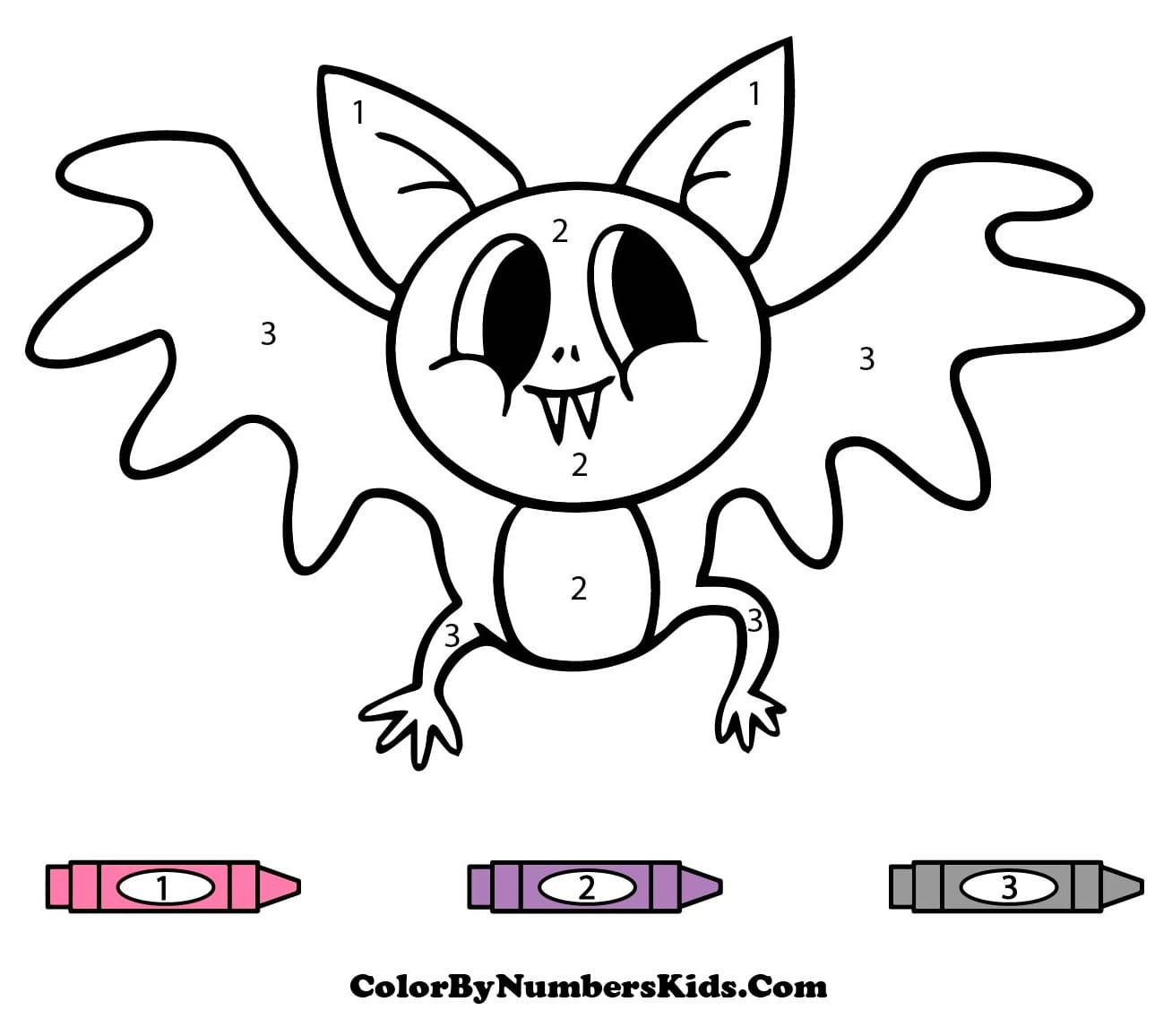 Cartoon Bat Color By Number