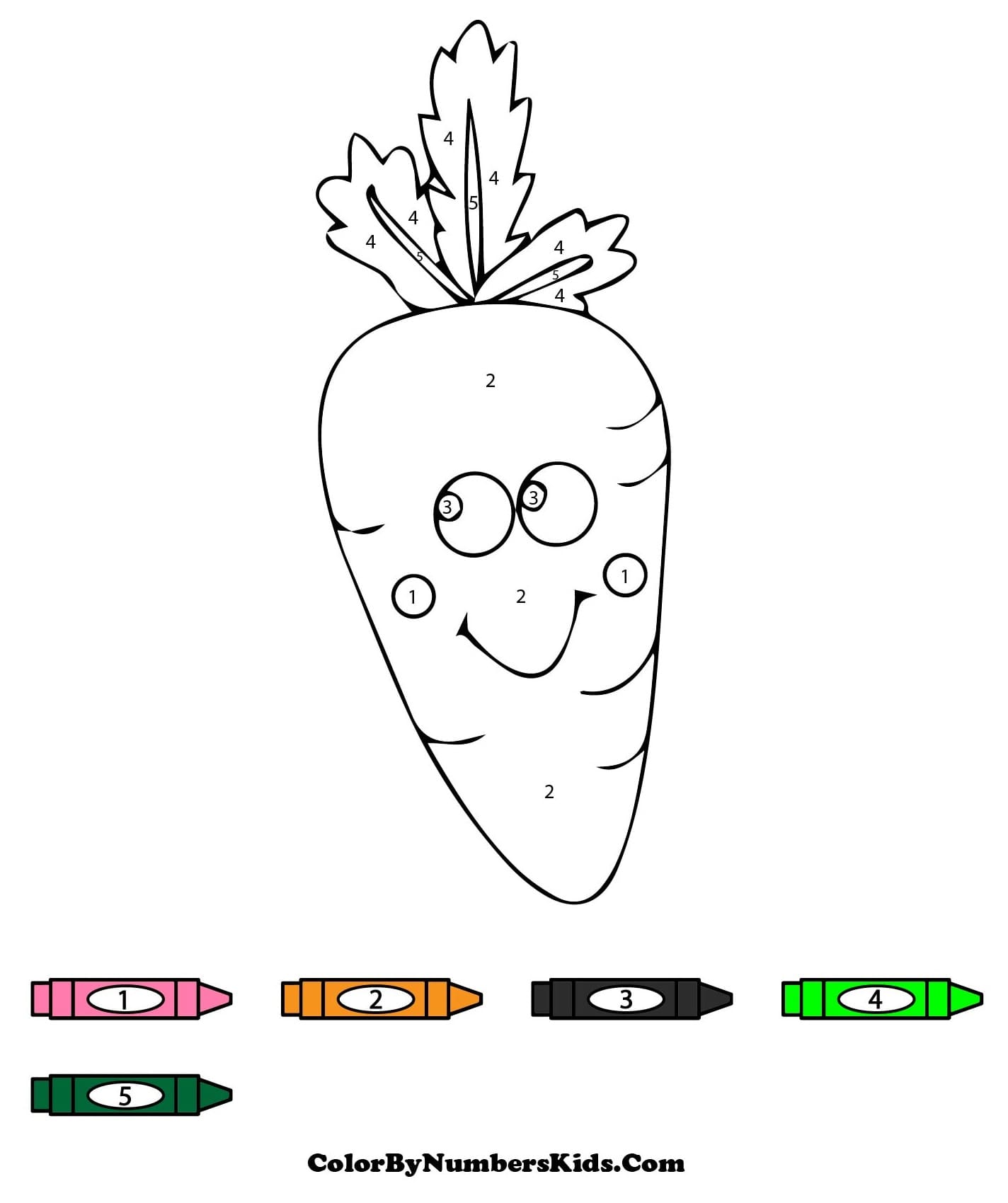 Cartoon Carrot Color By Number