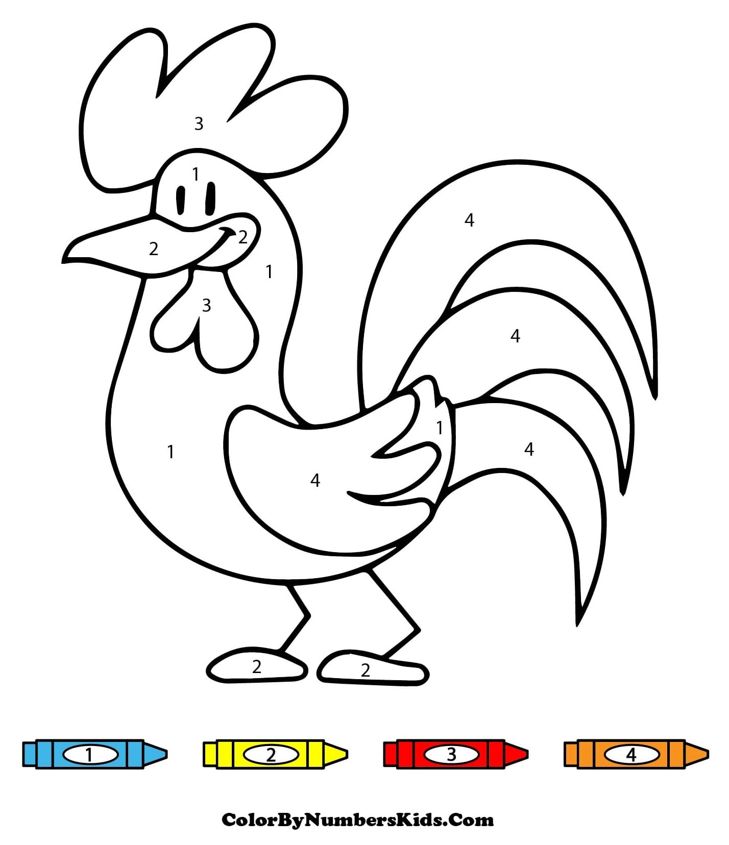 Cartoon Chicken Color By Number