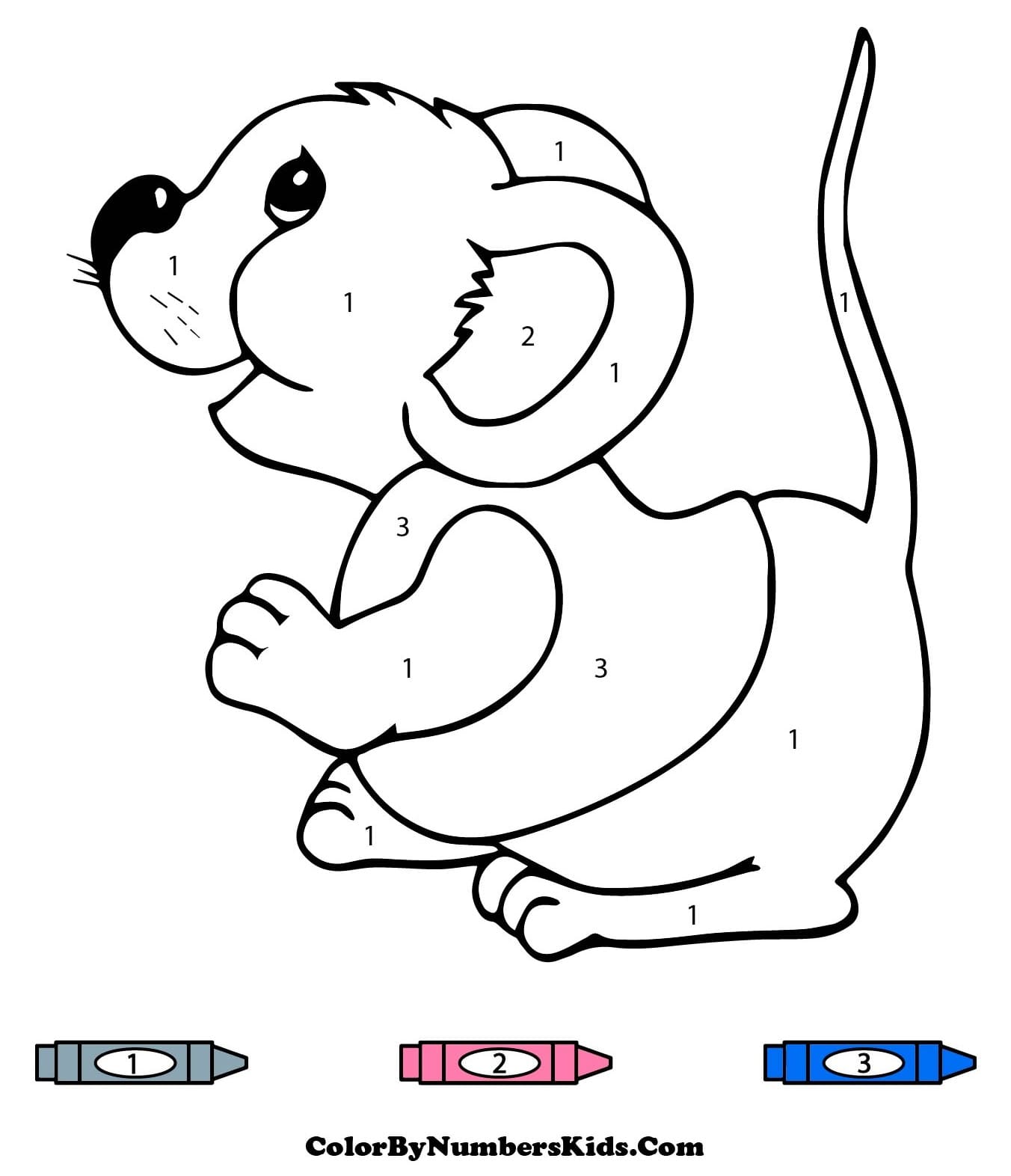 Cartoon Mouse Color By Number