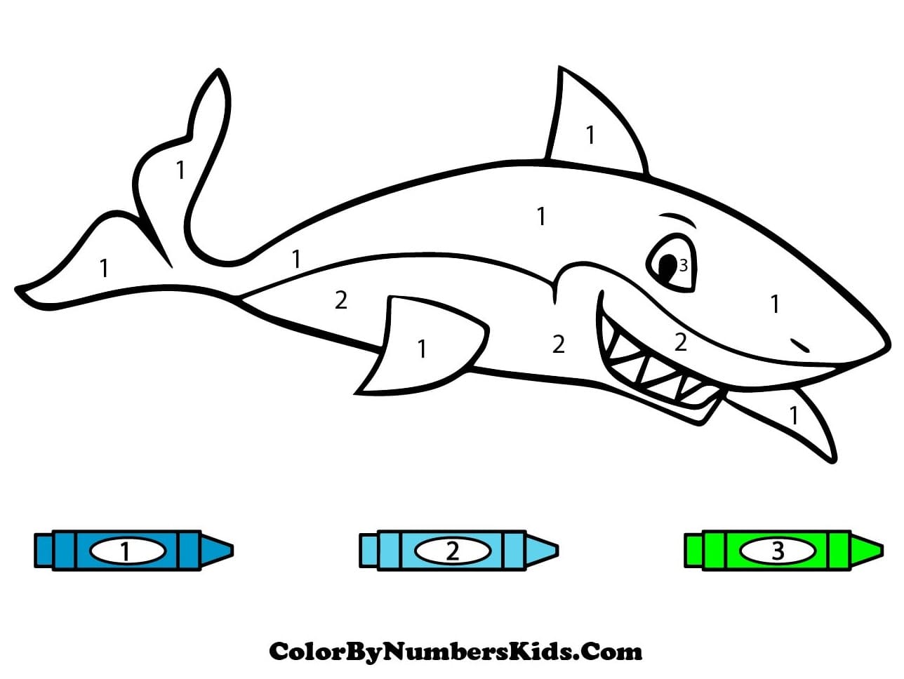 Cartoon Shark Color By Number