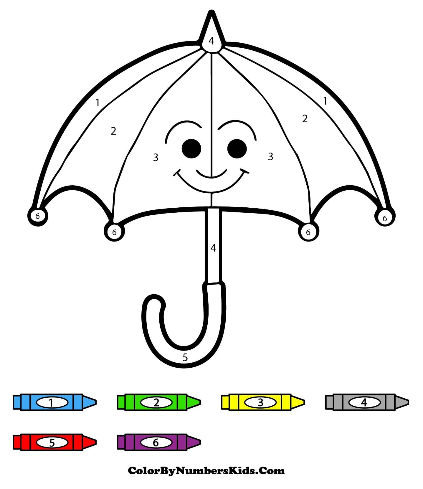 Cartoon Umbrella Color By Number