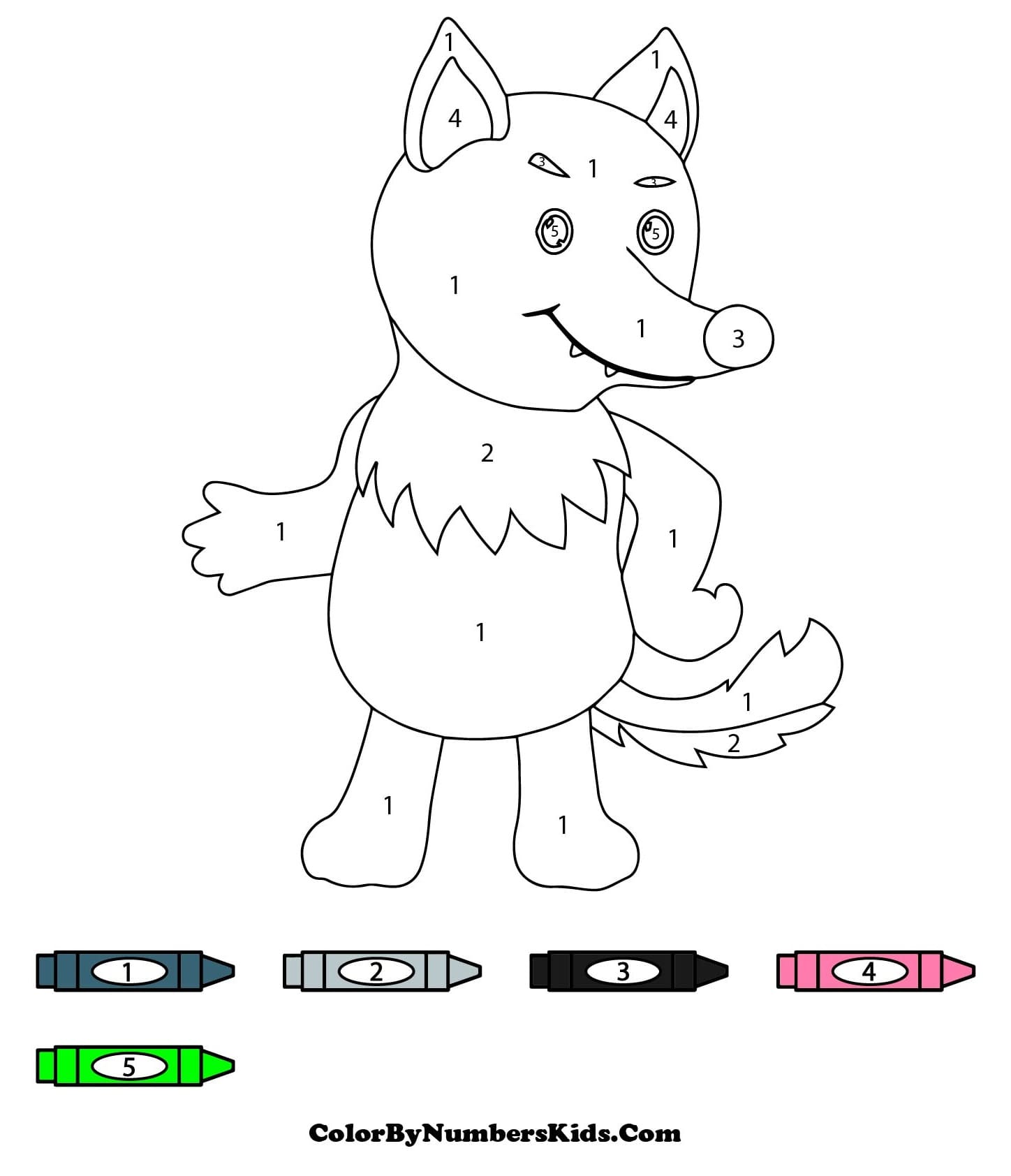 Cartoon Wolf Color by Number