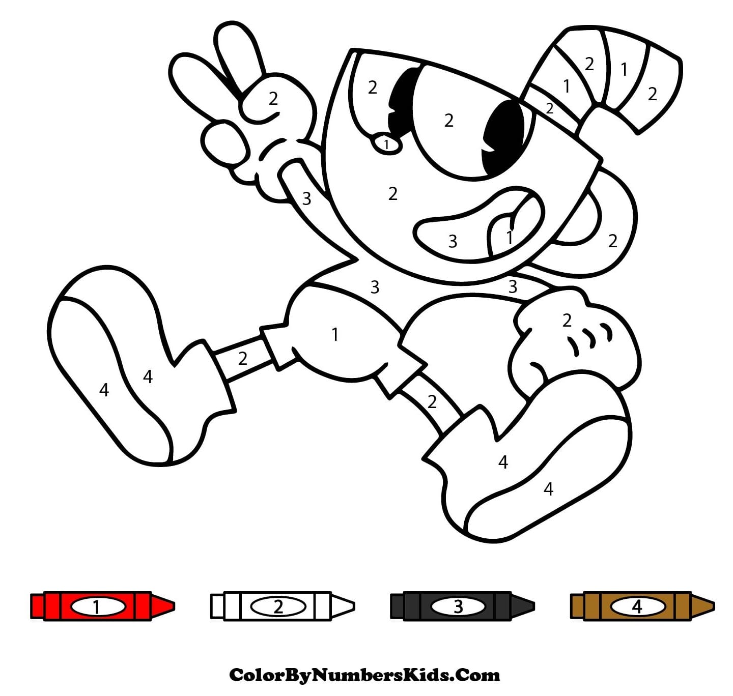 Cheerful Cuphead Color By Number