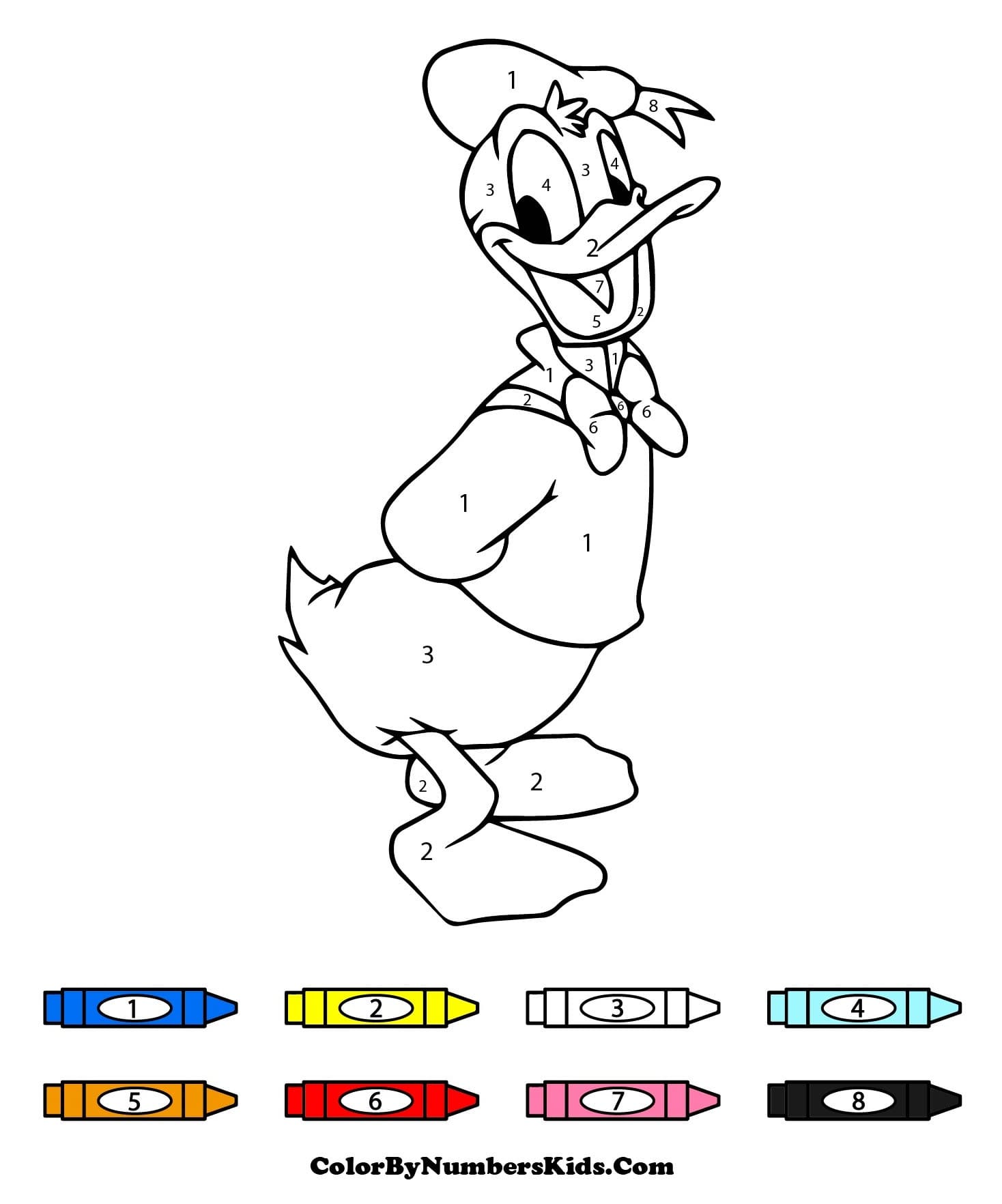 Cheerful Donald Duck Color By Number