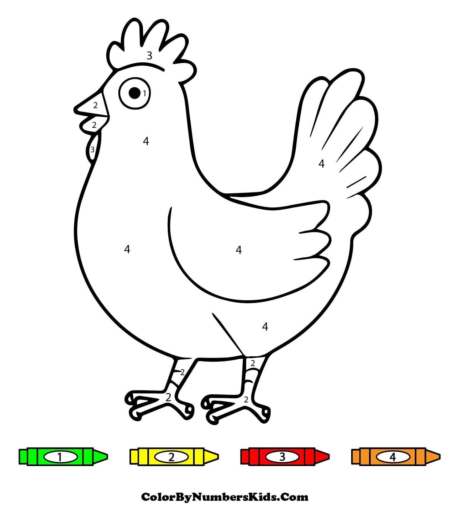 Chicken Color By Number For Kids