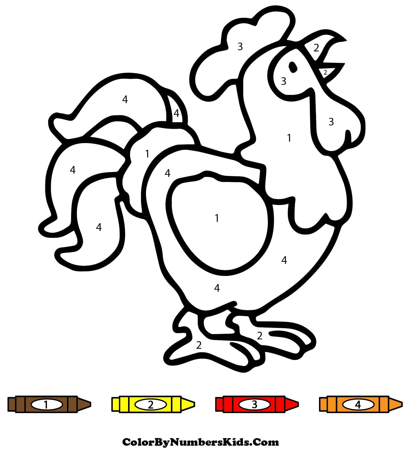 Chicken Color By Number Worksheet