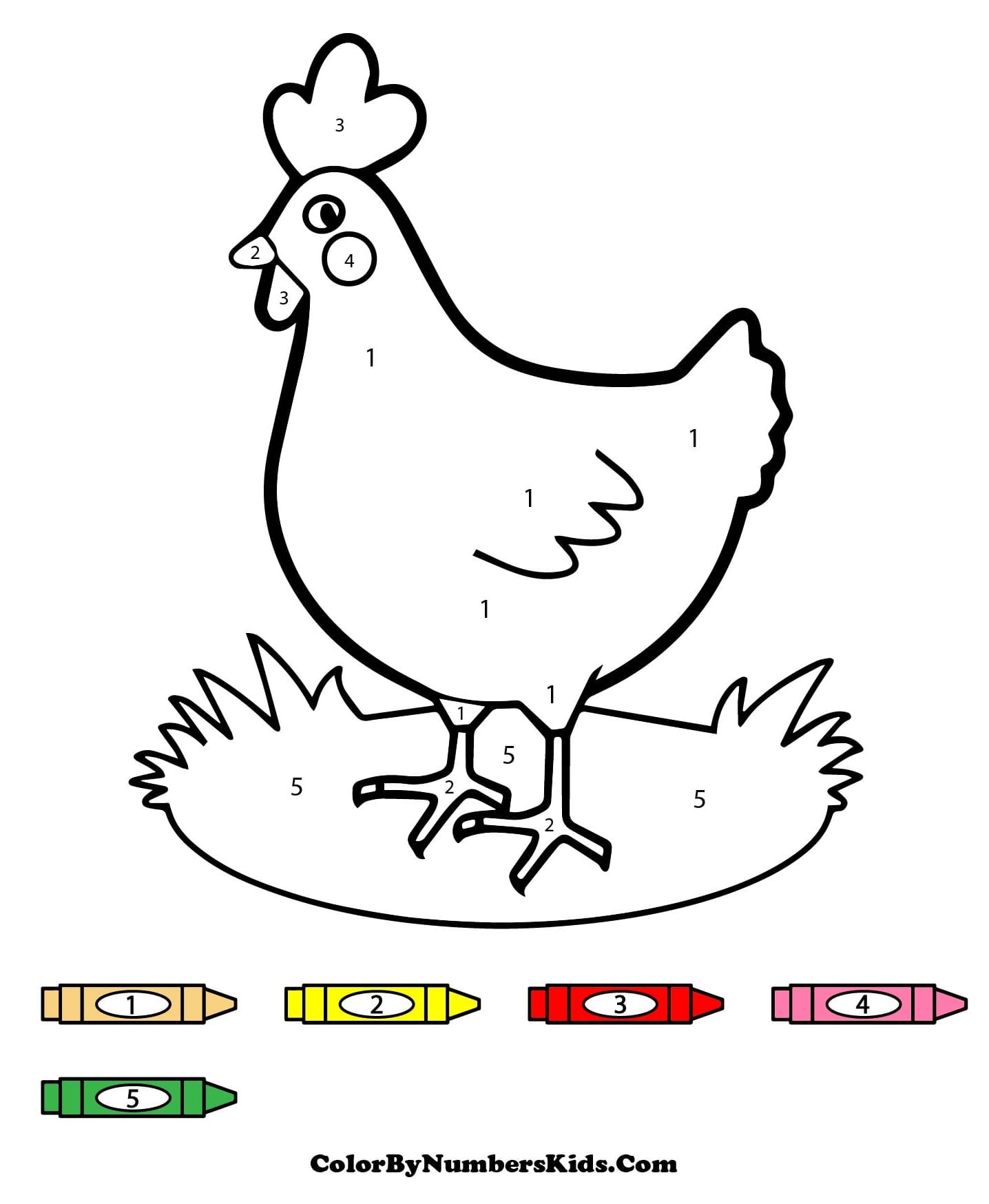 Chicken Color By Number Worksheets