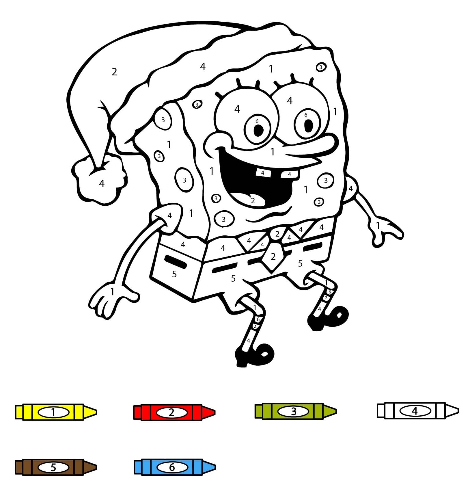 Christmas Spongebob Color by Number