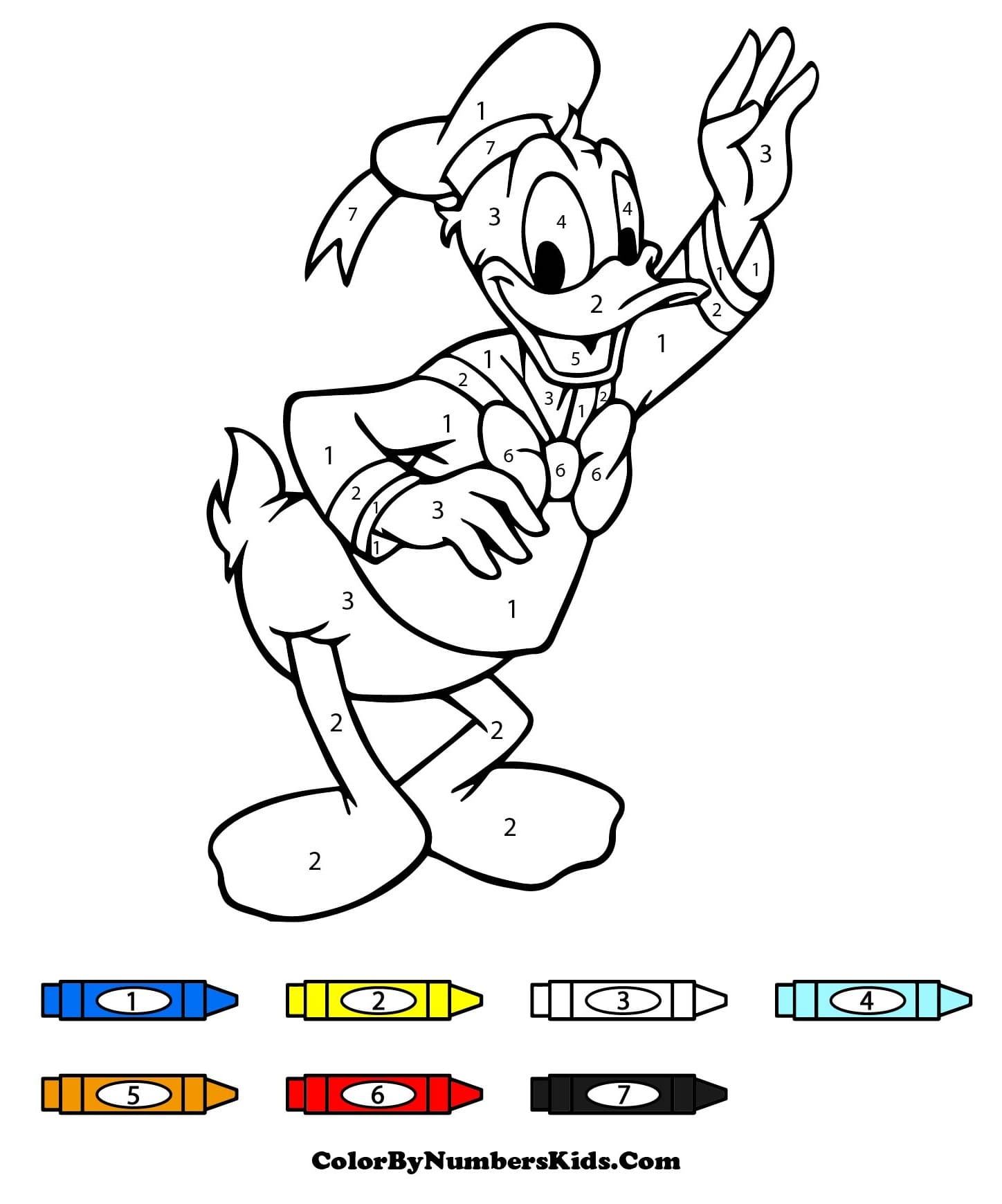 Donald Duck Color By Number