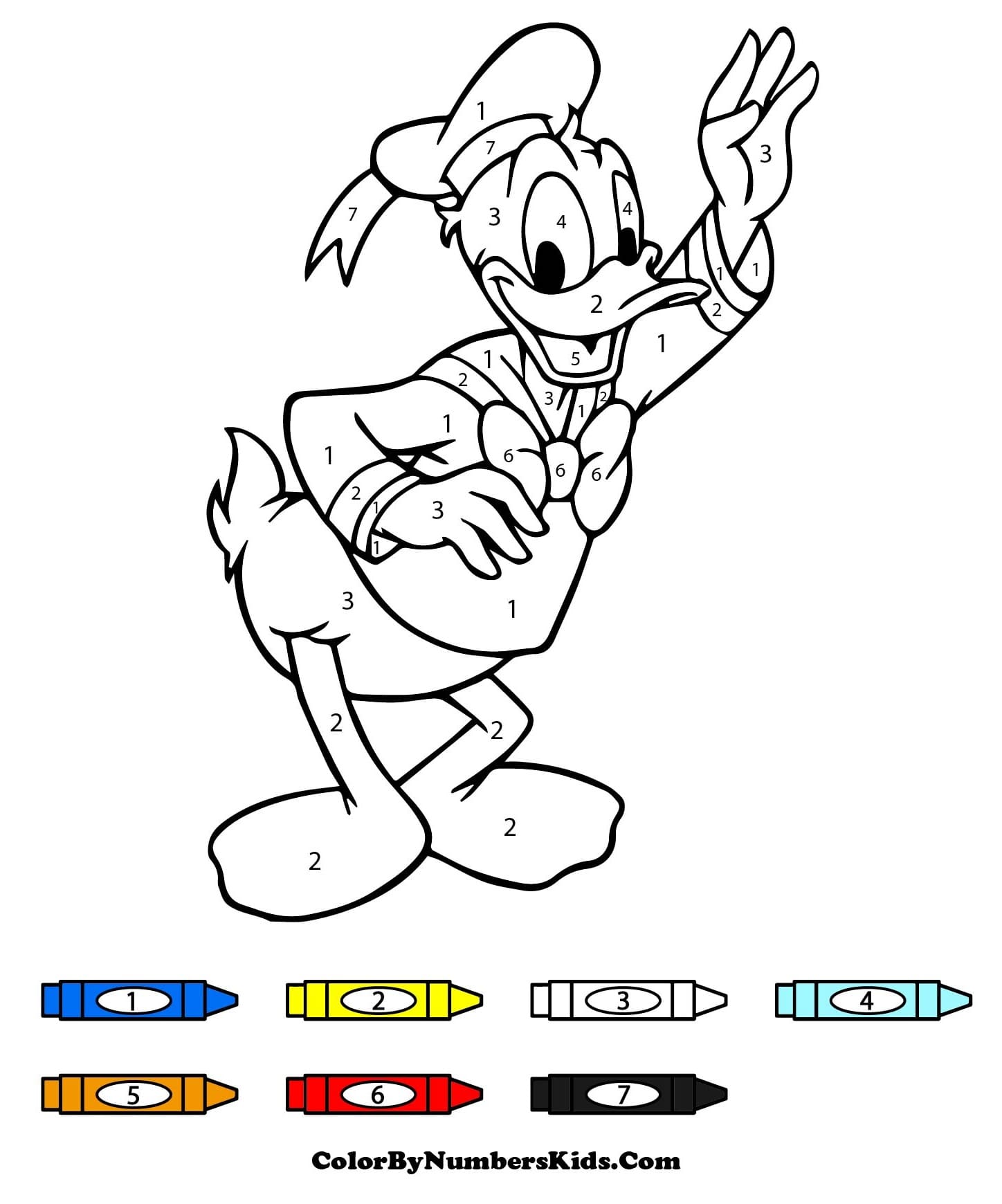 Cool Donald Duck Color By Number