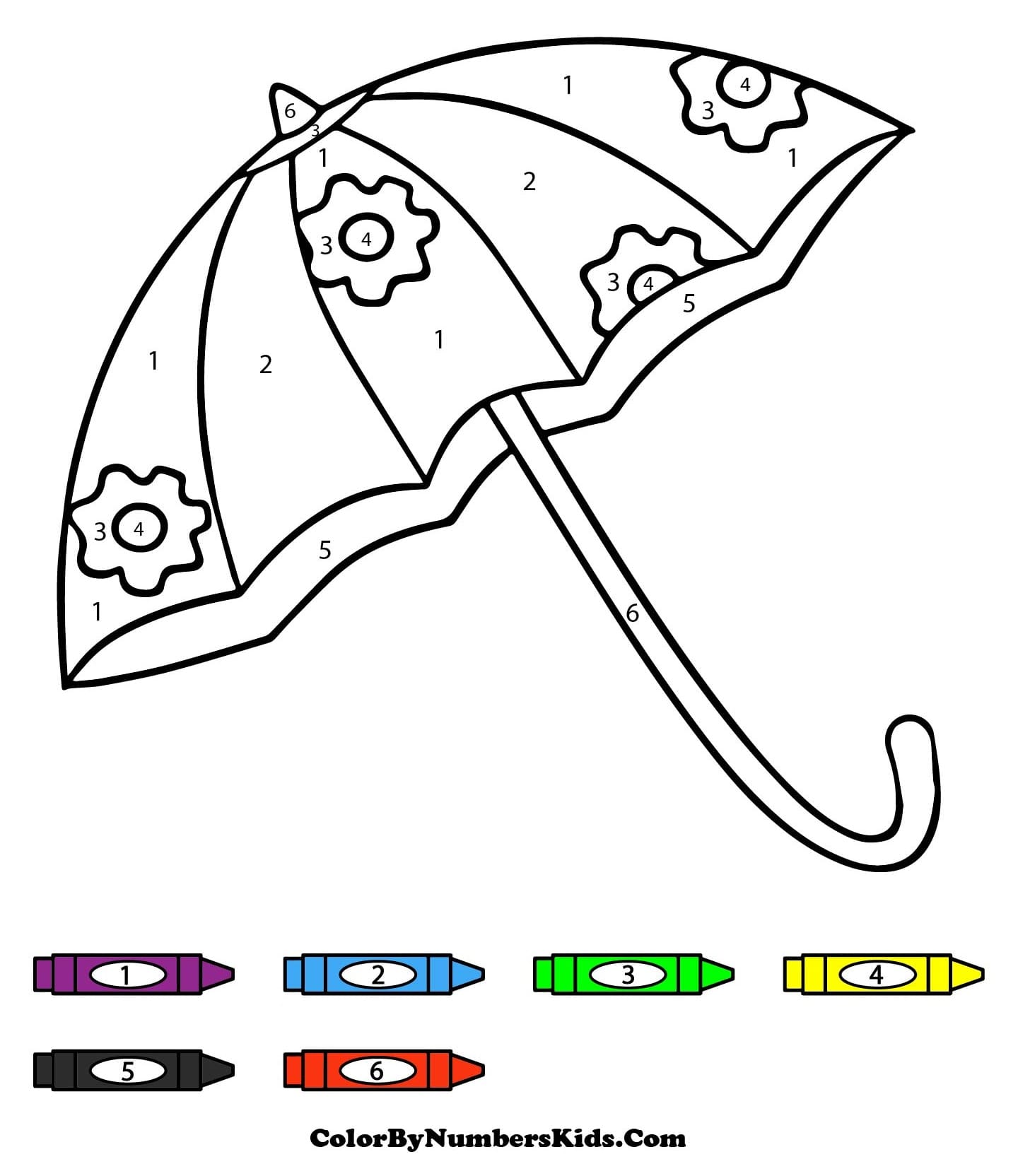 Cool Umbrella Color By Number