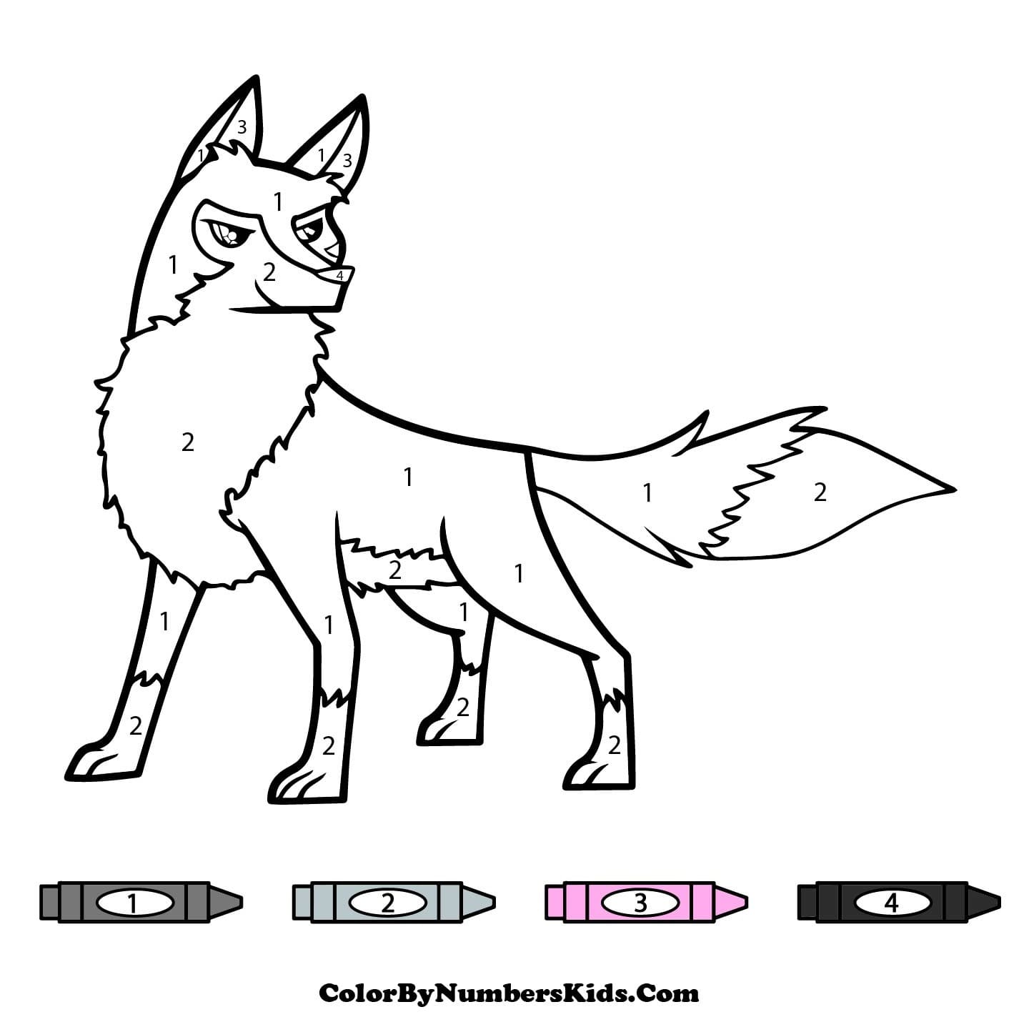 Cool Wolf Color by Number