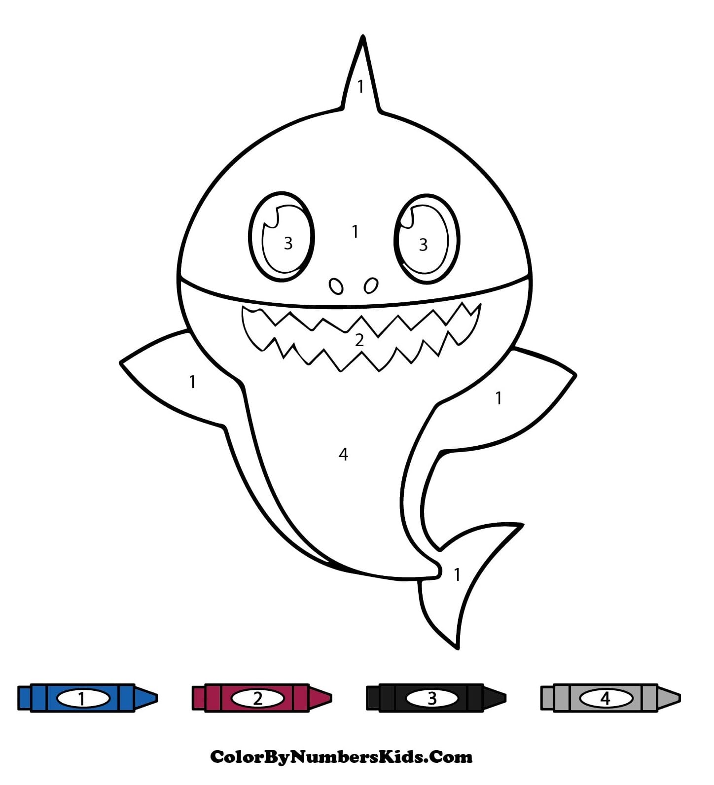 Cute Baby Shark Color By Number