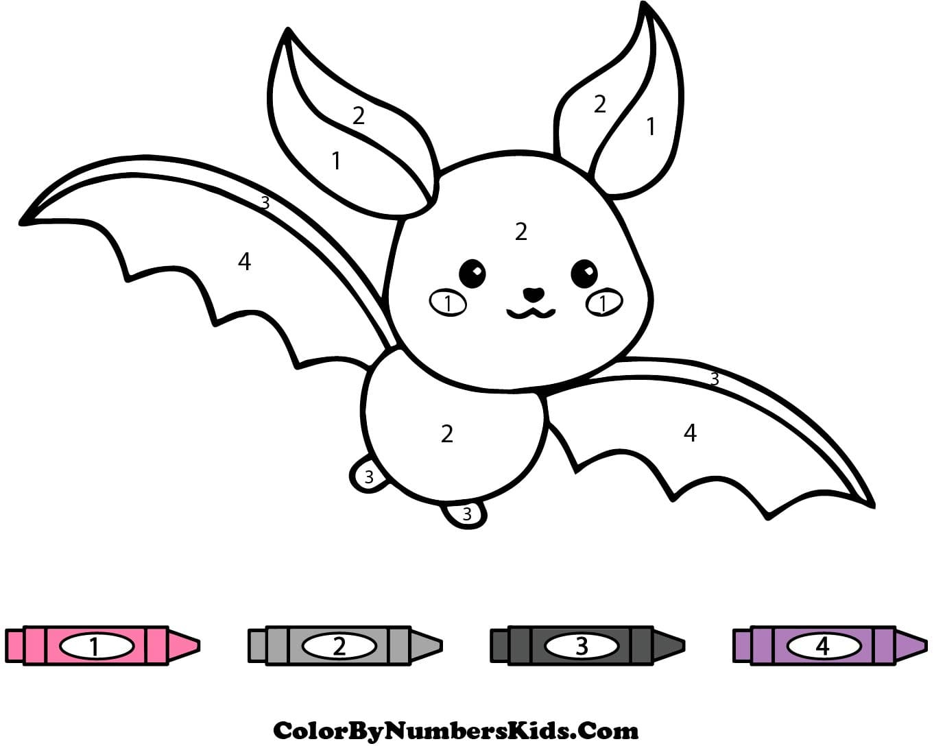 Cute Bat Color By Number