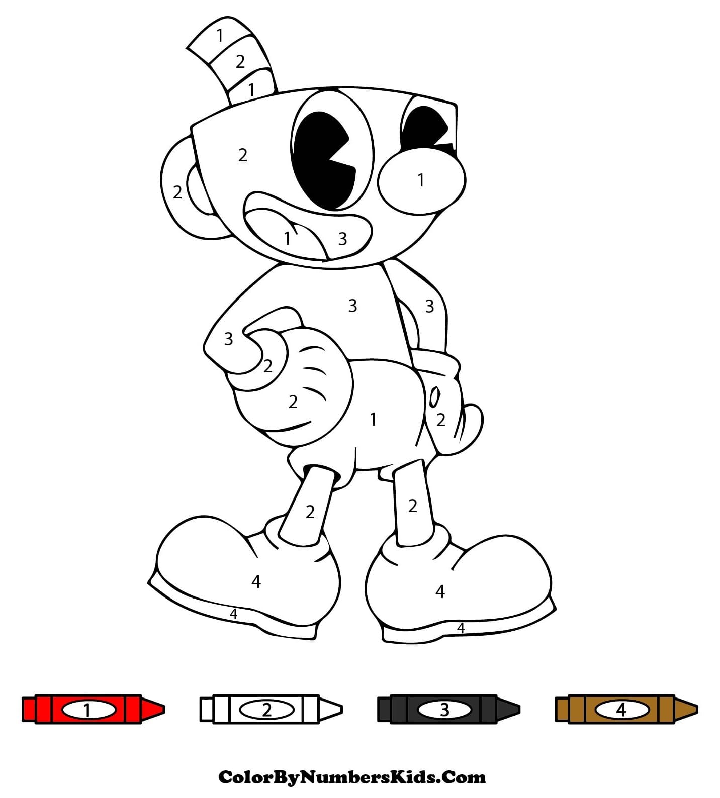 Cute Cuphead Color By Number