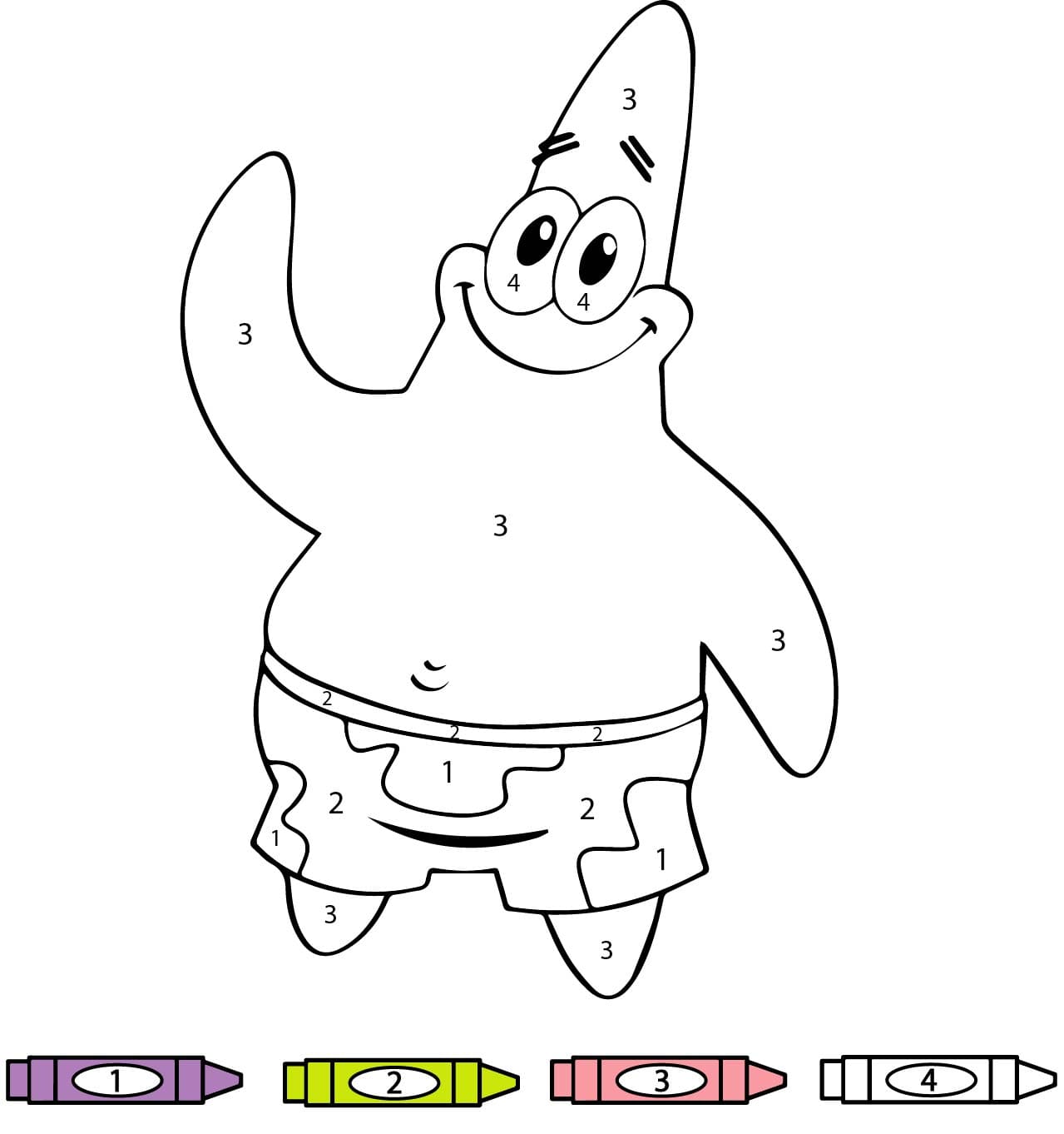 Cute Patrick Star Color by Number