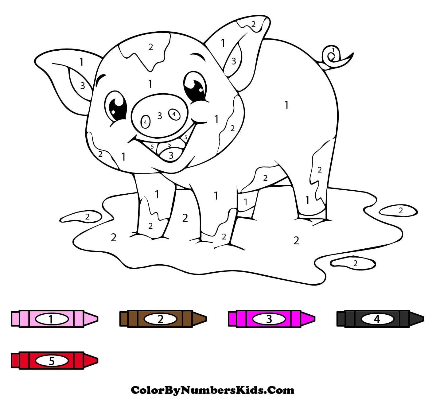 Cute Pig Color By Number