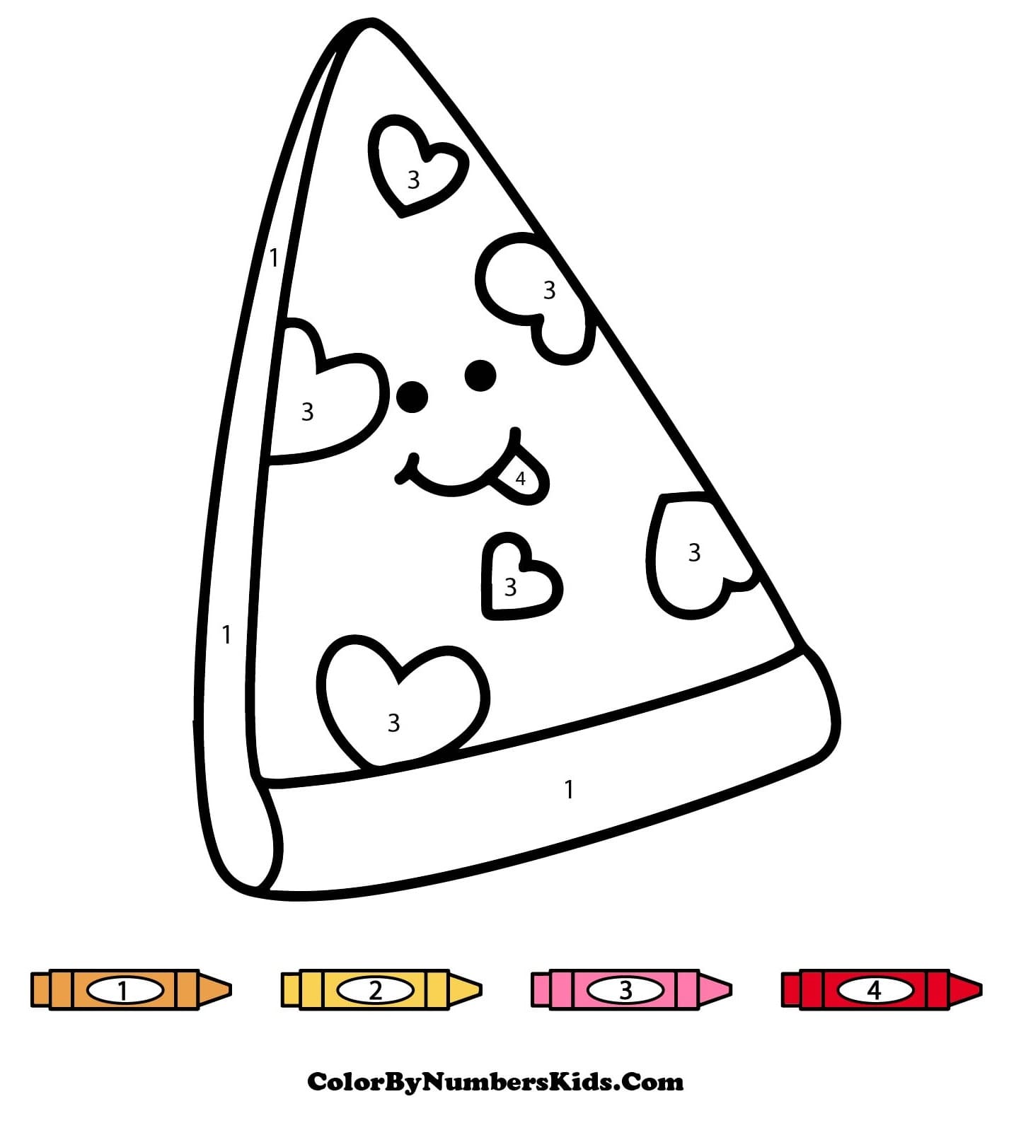 Cute Pizza Color By Number