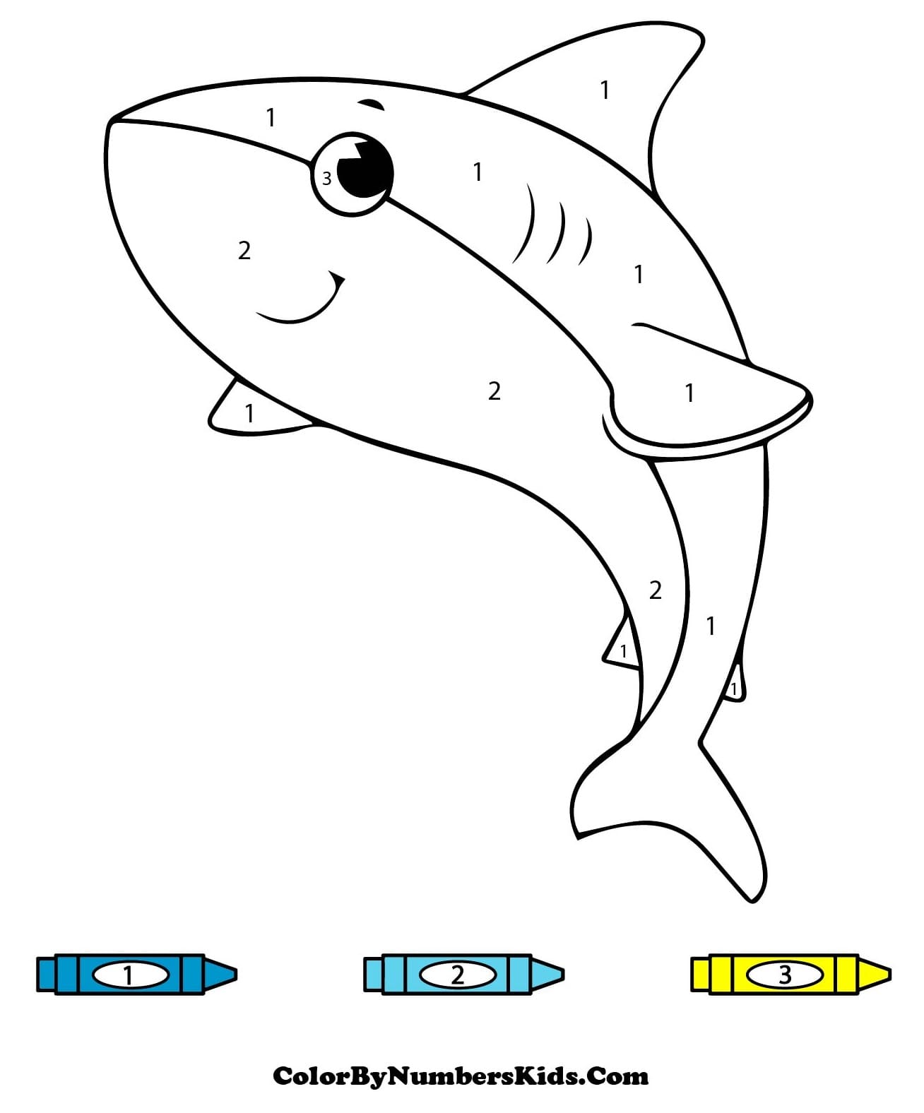 Cute Shark Color By Number