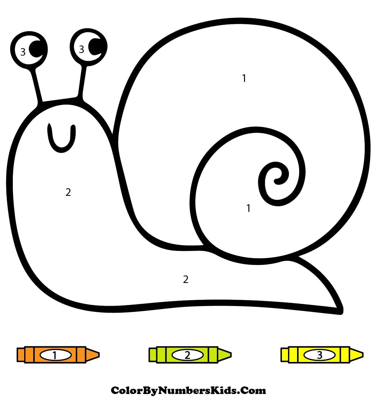 Cute Snail Color By Number