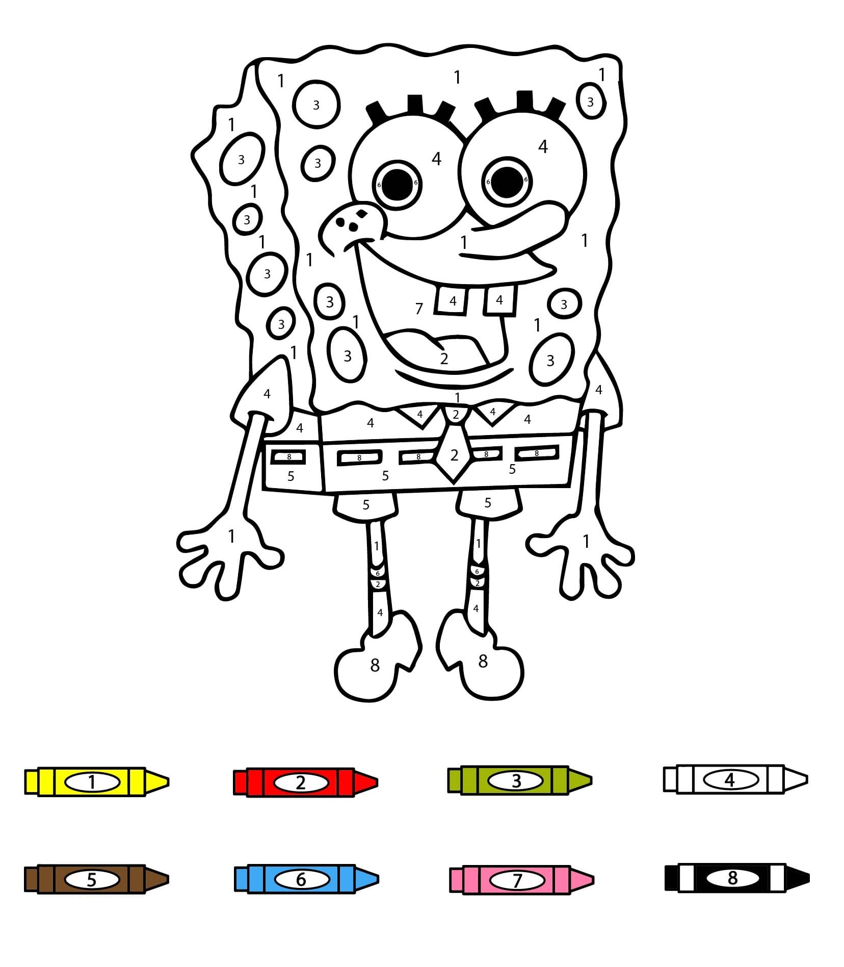 Cute Spongebob Color by Number