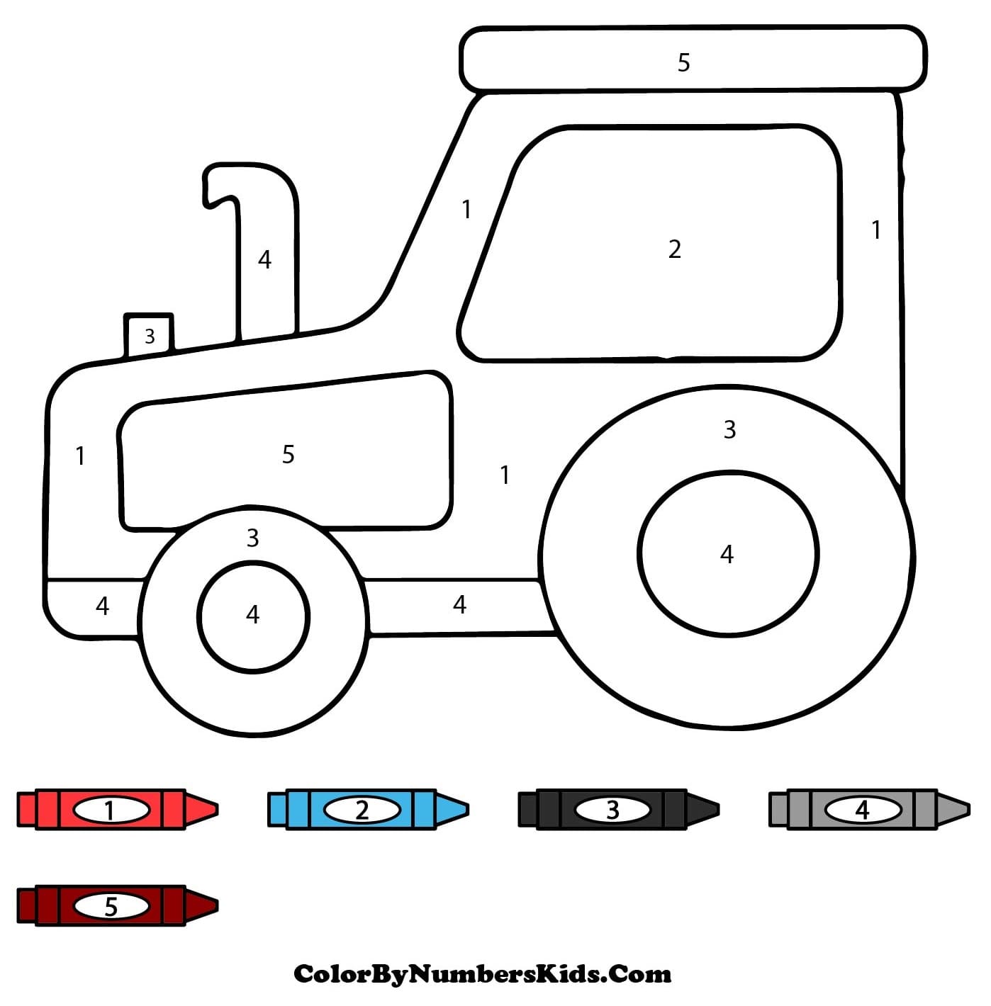 Cute Tractor Color By Number