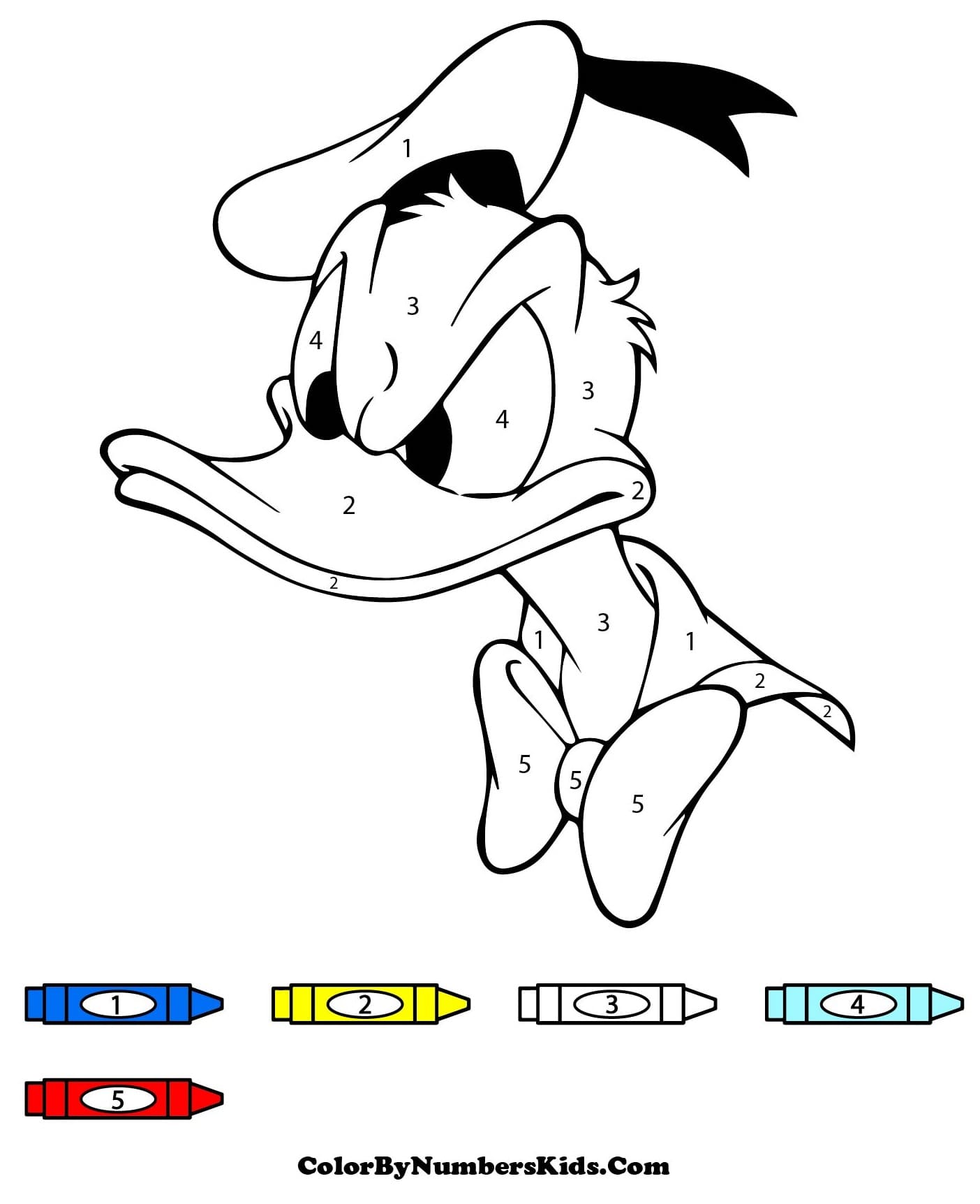 Donald Duck Angry Color By Number