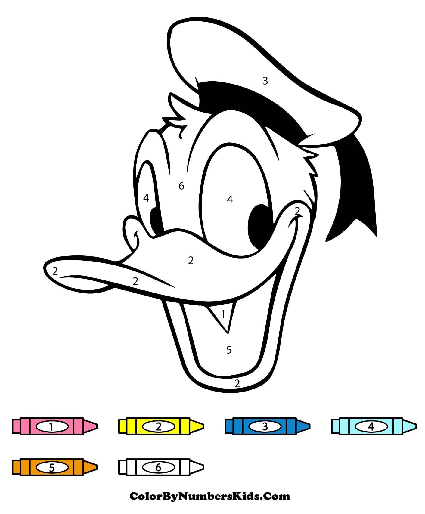 Donald Duck Face Color By Number