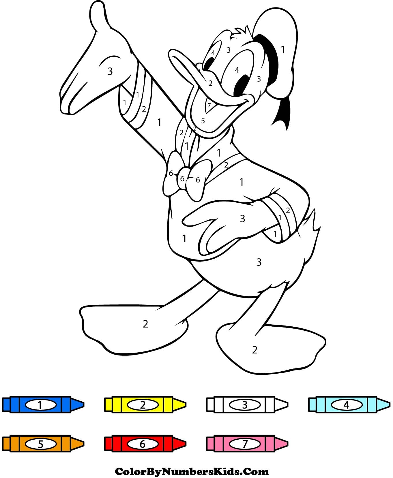 Donald Duck Happy Color By Number