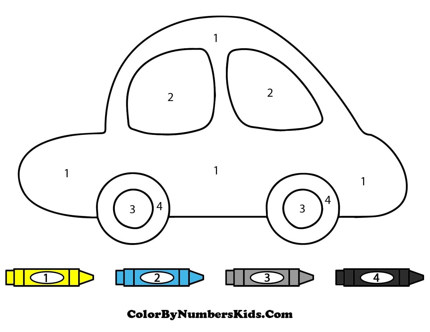 Easy Car Color By Numbers