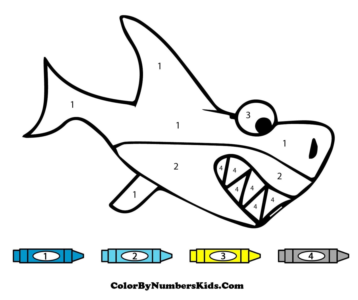 Easy Shark Color By Number