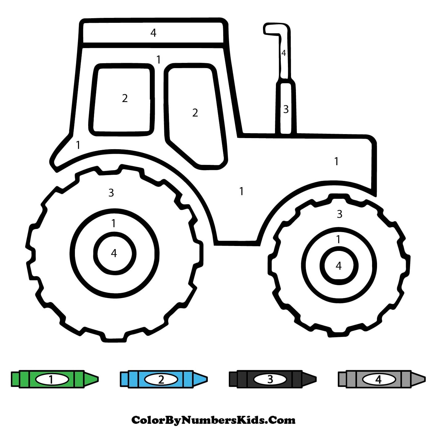 Easy Tractor Color By Number