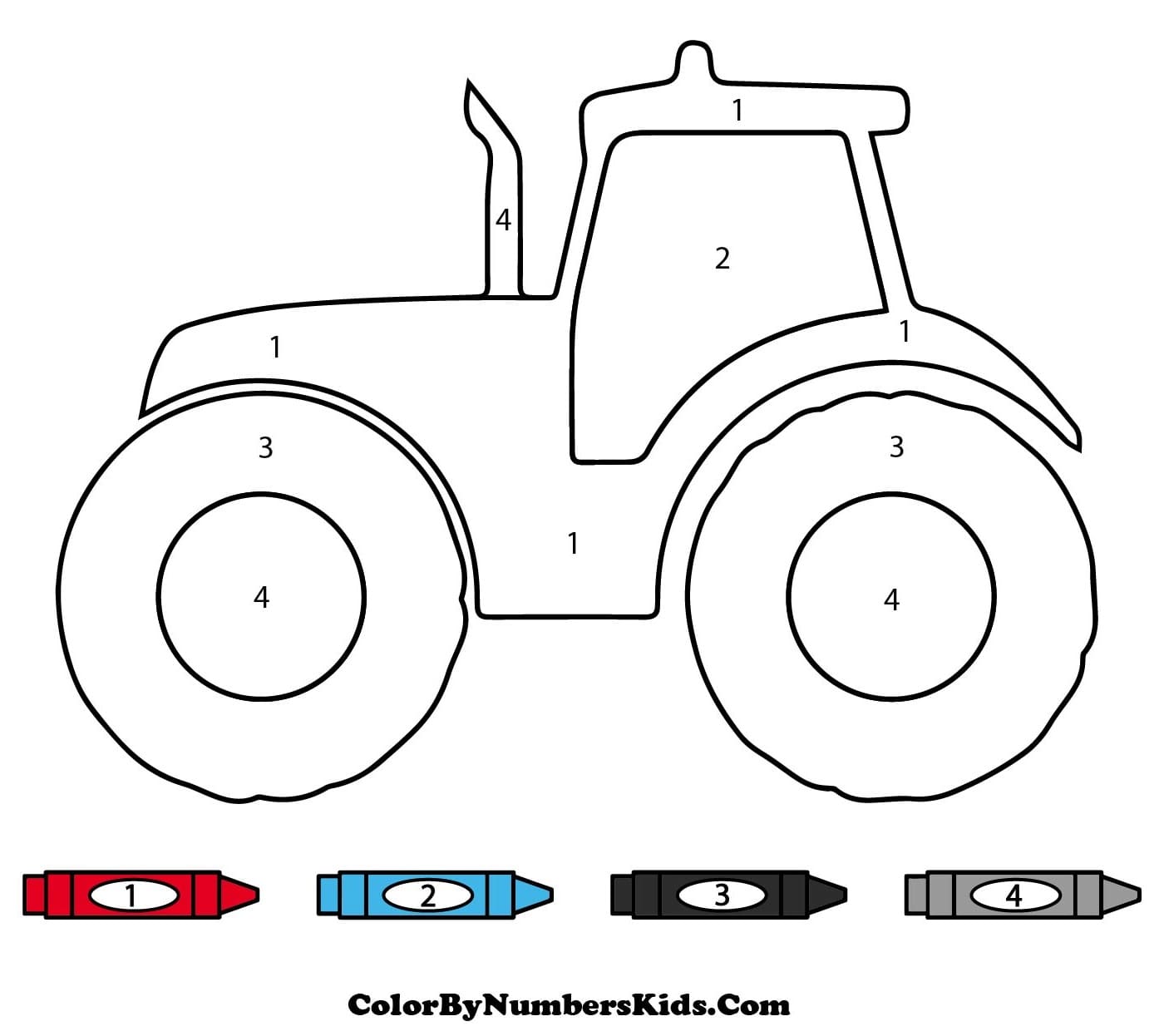 Easy Tractor Color By Numbers