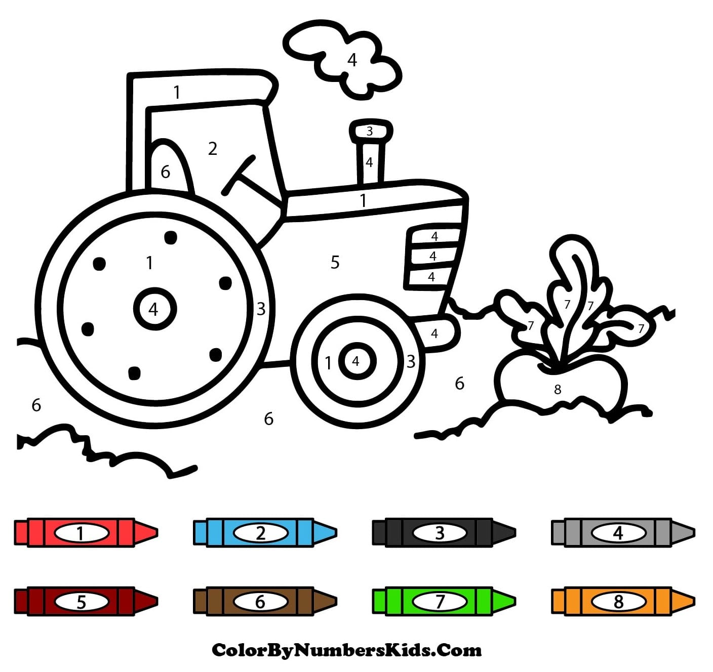 Farm Tractor Color By Number