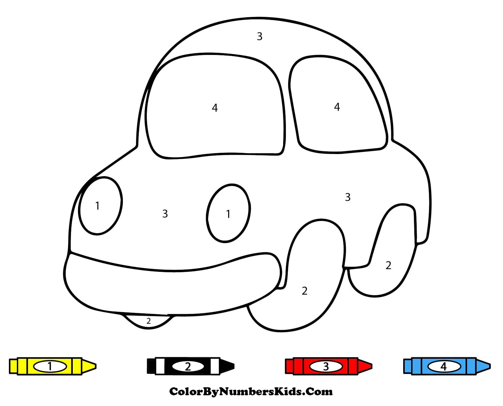 Free Cute Car Color By Number