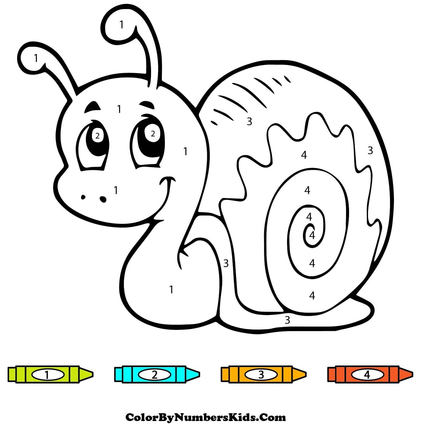 Friendly Snail Color By Number