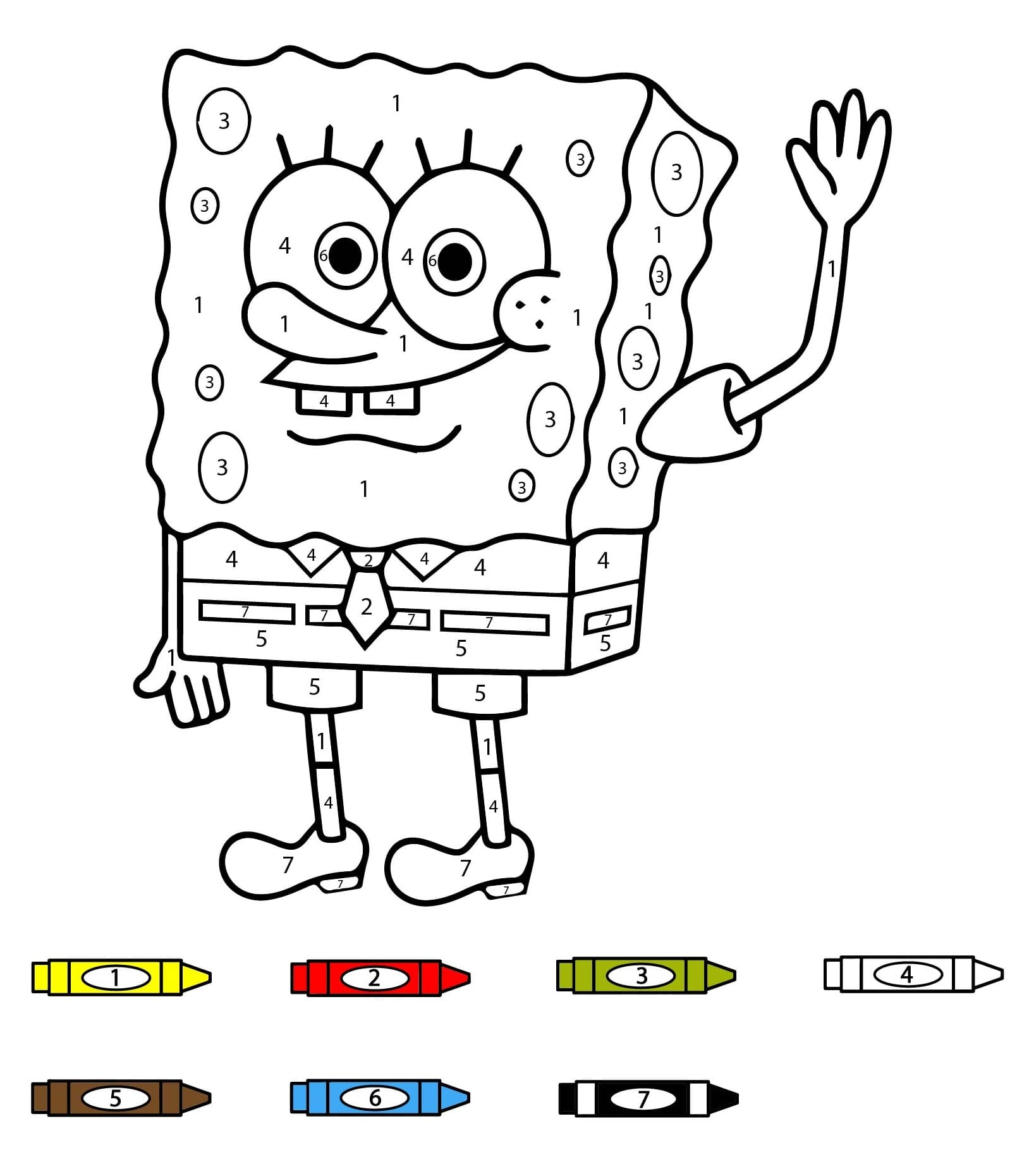 Friendly Spongebob Color by Number