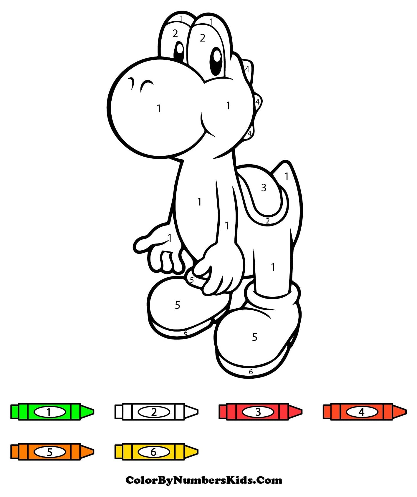 Friendly Yoshi Color By Number