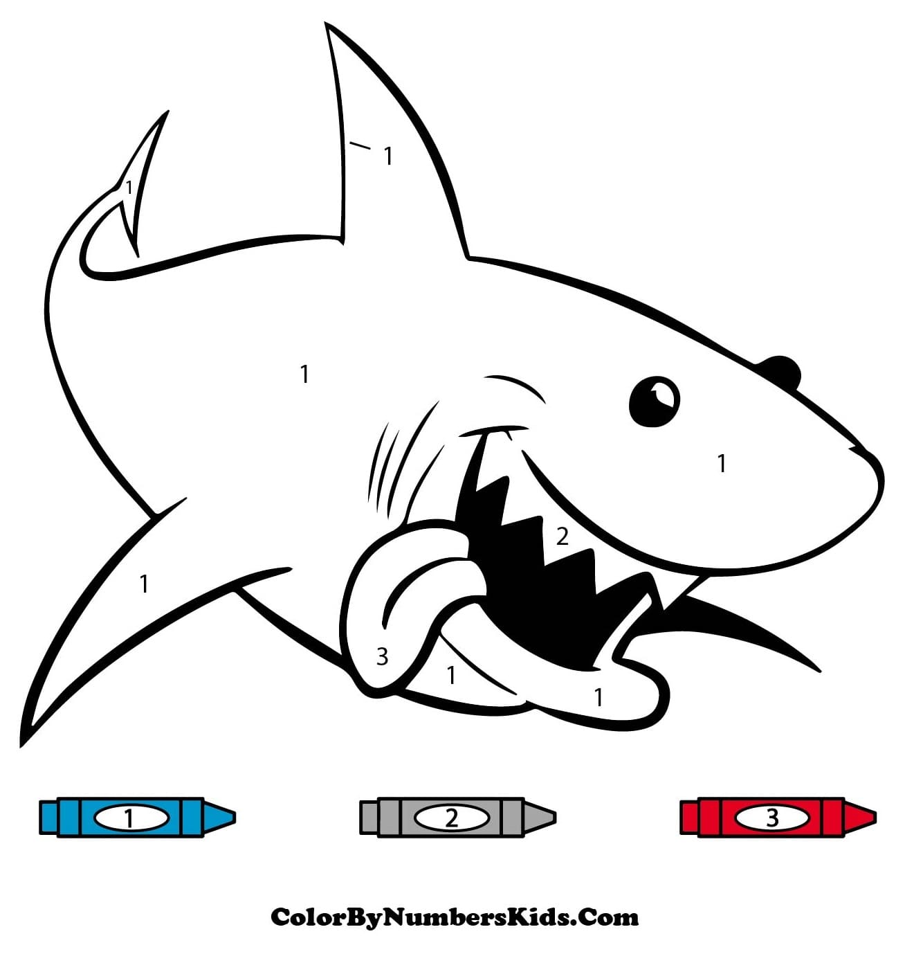 Fun Shark Color By Number