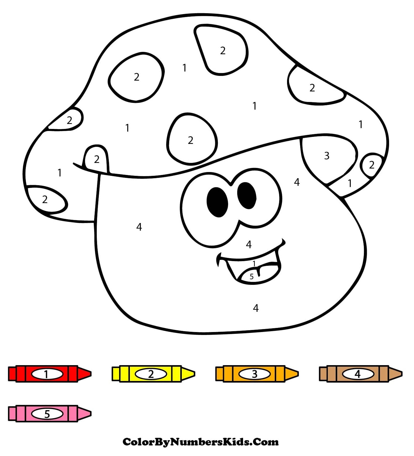 Funny Mushroom Color By Number