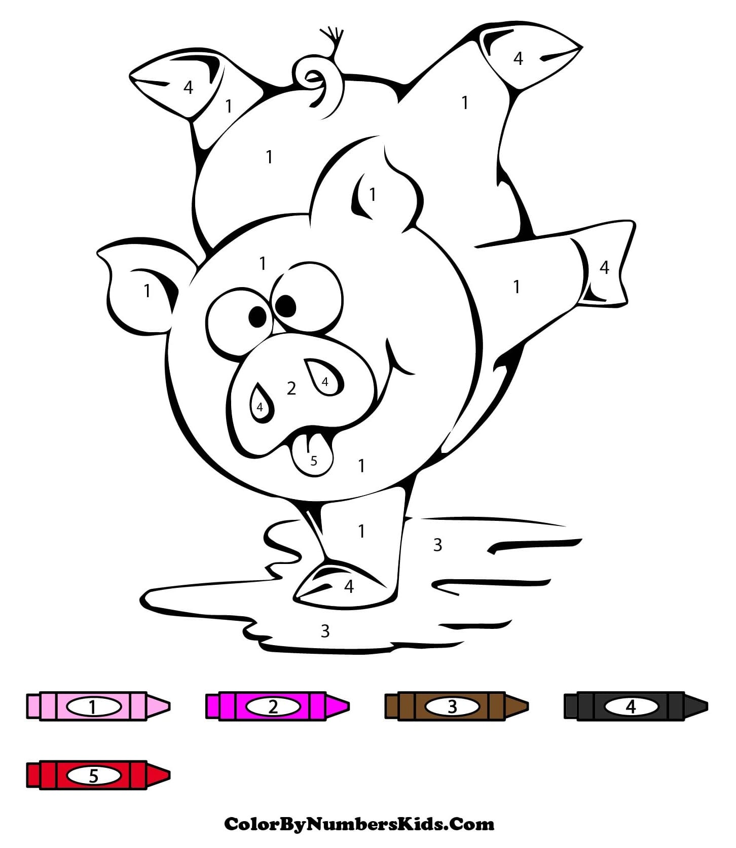 Funny Pig Color By Number