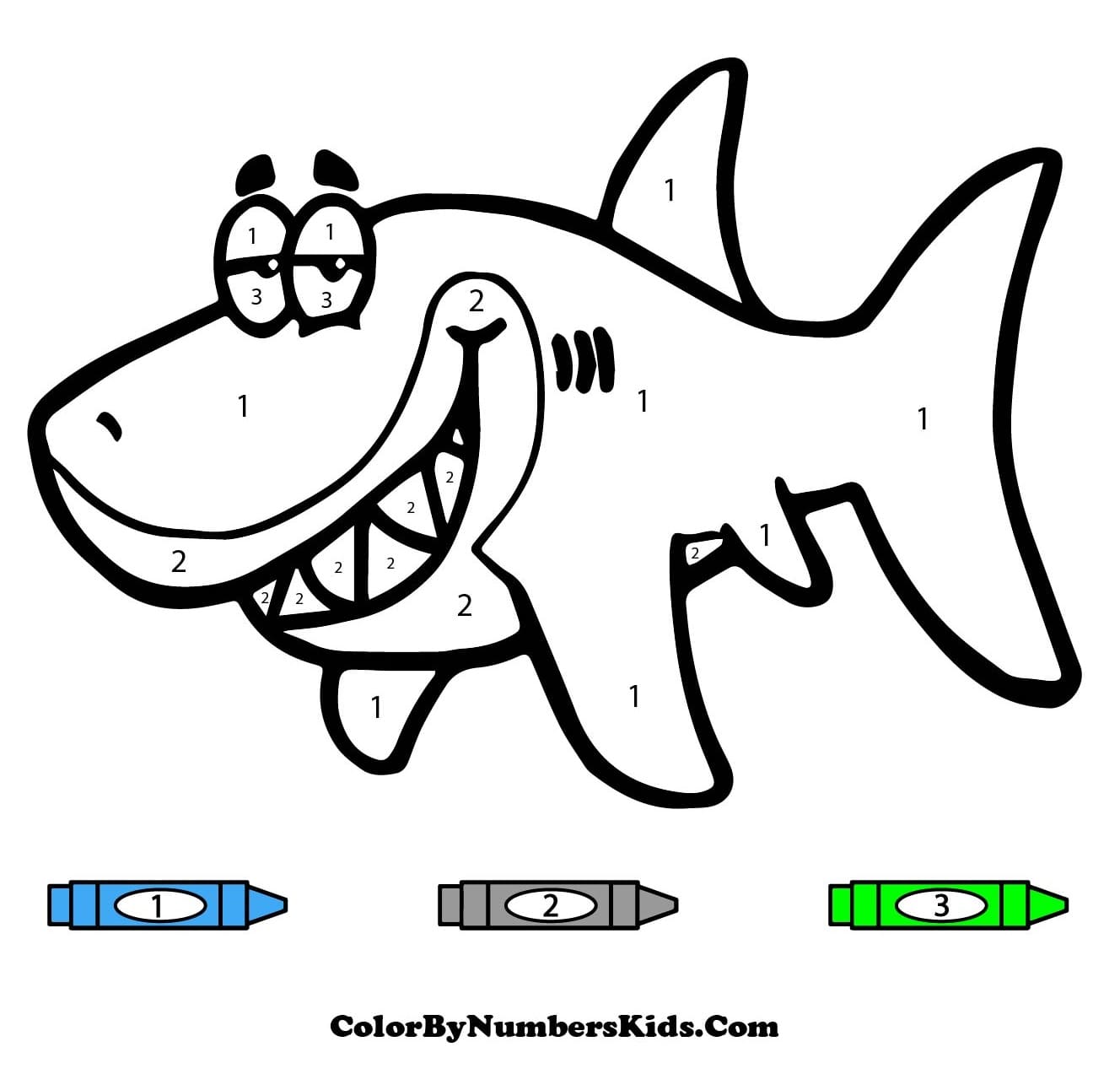 Funny Shark Color By Number