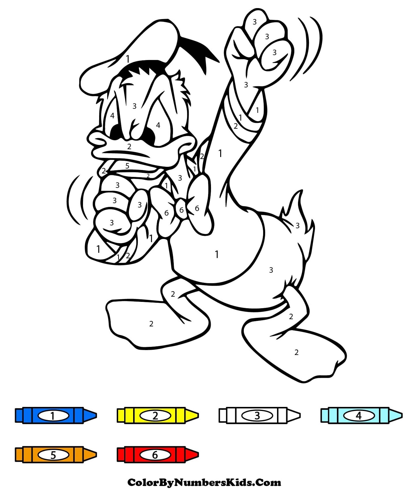 Grumpy Donald Duck Color By Number